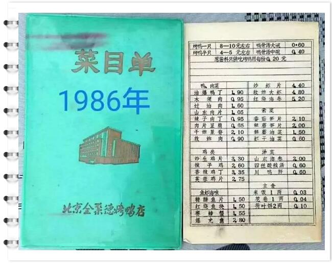 1986年,北京全聚德烤鸭店菜品菜单改良和升级方案图片